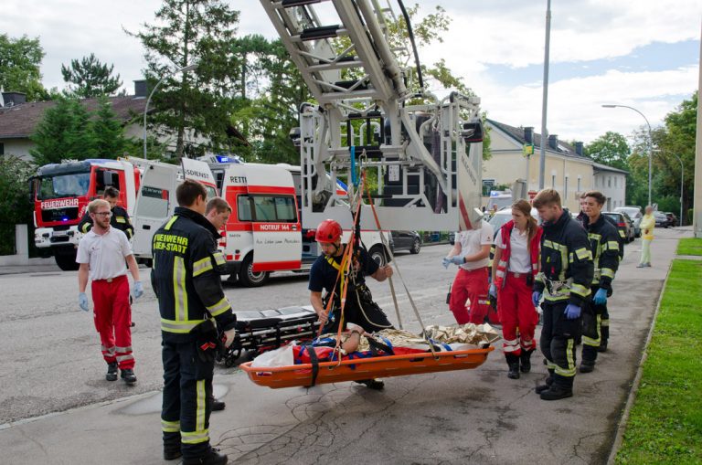 20170728 Rauchfangkehrer durch Dach gebrochen in Baden-Weikersdo