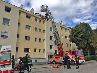 20170728 Rauchfangkehrer durch Dach gebrochen in Baden-Weikersdo